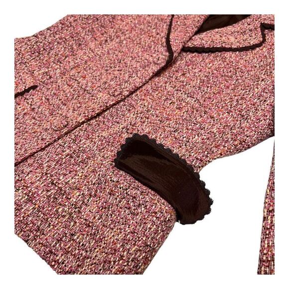 Neiman Marcus Blazer 10 VTG Wool Blend Tweed Jacket Coat Lace Trim Feminine Work - Picture 9 of 16